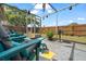 View of screened patio featuring outdoor furniture, a garden, and a fenced yard at 4209 Stratfield Dr, New Port Richey, FL 34652