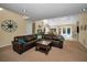 Spacious living area with a comfortable sofa and seamless indoor-outdoor flow at 508 N Mayo St, Crystal Beach, FL 34681