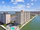 Wonderful aerial view of the condos with gorgeous water views and community pool at 5200 Brittany S Dr # 1502, St Petersburg, FL 33715