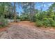 Large empty lot for sale with a dirt ground cover, bordered by lush trees and shrubbery at 6515 Dimarco Rd, Tampa, FL 33634