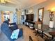 Condo living space with furnishings, decor, and an ocean view through the bedroom entrance at 880 Mandalay Ave # S511, Clearwater Beach, FL 33767