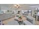 Airy living room showcasing a seamless flow, contemporary furnishings, and kitchen access at 940 Woodland Dr, Palm Harbor, FL 34683