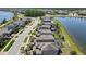 Aerial view displaying homes near a pristine lake, with lush greenery defining the community at 19796 Long Lake Ranch Blvd, Lutz, FL 33558