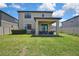 Beautiful backyard with a covered patio, lush lawn, and privacy fencing, ideal for entertaining at 19796 Long Lake Ranch Blvd, Lutz, FL 33558