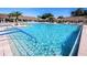 Large, inviting outdoor swimming pool with clear blue water, surrounded by lounge chairs and palm trees on a sunny day at 2869 Thistle N Ct, Palm Harbor, FL 34684