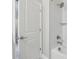 Bright bathroom with white subway tile shower and modern fixtures at 5351 Bridge St # 15, Tampa, FL 33611