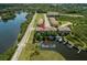 Aerial view of condo community with private boat lift at 6533 Channelside Dr, New Port Richey, FL 34652