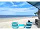 Adirondack chairs facing ocean with a person in the distance enjoying the beach at 6533 Channelside Dr, New Port Richey, FL 34652