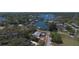 An aerial view of the property reveals its proximity to the water and surrounding community at 101 Pampas Ave, Tarpon Springs, FL 34689