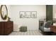 A cheerful Bedroom with neutral tones, decorative prints, and sleek modern furniture at 11547 E 71St Ter, Palmetto, FL 34221