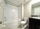 Bathroom with a single vanity, toilet, and shower/tub combo at 11823 Dumaine Valley Rd, Riverview, FL 33579