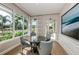 A bright breakfast nook with large windows offering views of the beautifully landscaped surroundings at 1325 Snell Isle Ne Blvd # 607, St Petersburg, FL 33704