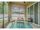 Relaxing screened patio with comfortable seating, offering a serene outdoor living space at 1418 Rushgrove Cir, Dover, FL 33527