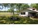 A relaxing backyard oasis with a fire pit, comfortable seating, and well-maintained lawn at 1691 Ridge Top Dr, Tarpon Springs, FL 34688
