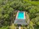 A tranquil aerial view of the pool area, shaded by lush trees and surrounded by comfortable lounge chairs at 618 Wheaton Trent Pl, Tampa, FL 33619