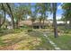Lush backyard with mature trees and manicured landscaping; a tranquil retreat at 6213 S Queensway Dr, Temple Terrace, FL 33617