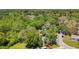Overhead view of a home site with mature trees and a nicely maintained lawn, showcasing the surrounding neighborhood at 1444 Oak Haven Dr, Safety Harbor, FL 34695