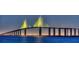 Nighttime view of a long bridge with bright lights on the cables and dark water beneath at 201 Kings Blvd # 19, Sun City Center, FL 33573