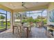 Inviting screened patio with a ceiling fan, dining table, and comfortable seating to enjoy the backyard at 4257 Rosatti Rd, Wesley Chapel, FL 33543