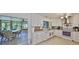 Bright kitchen boasts white cabinets, modern appliances, and adjacent screened-in dining area with lake views at 5785 Bay Pines Lakes Blvd, St Petersburg, FL 33708