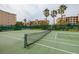 Outdoor tennis court featuring a well-maintained green surface with white lines, and palm trees at 7040 Key Haven Rd # 601, Seminole, FL 33777