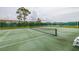 An outdoor tennis court featuring well-maintained green surface with white lines and a standard net at 7040 Key Haven Rd # 601, Seminole, FL 33777
