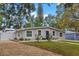 Charming single-story home featuring a blue front door, neutral siding, and well-maintained landscaping at 121 Pennsylvania Ave, Palm Harbor, FL 34683