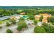 Aerial view features a pool, tennis courts, and well-maintained community center at 14174 Thoroughbred Dr, Dade City, FL 33525