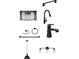 Selection of modern black bathroom fixtures, including sink faucet, lighting, towel rack, and toilet paper holder at 1828 27Th N Ave, St Petersburg, FL 33713