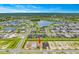 Beautiful aerial view of a lakeside community with modern homes and well-manicured lawns at 2760 Winding Creek Trl, North Port, FL 34289