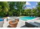 Inviting pool area surrounded by lush greenery and comfortable seating at 3607 W Roland St, Tampa, FL 33609