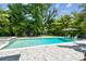 Lush backyard with a sparkling pool and surrounding greenery with patio space at 3607 W Roland St, Tampa, FL 33609