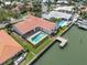 Waterfront home showcasing a private pool, lush landscaping, boat dock, and canal access to Gulf waters at 4973 60Th S Ave, St Petersburg, FL 33715