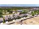 Aerial view of new construction modern homes with convenient location near shopping and dining, with a red pin highlighting the property at 5814 Stockport St, Riverview, FL 33578