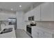 Well-equipped kitchen with stainless steel appliances and a center island with white cabinets at 5814 Stockport St, Riverview, FL 33578