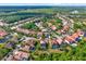 Wide aerial view of the community, showcasing the neighborhood layout, lush greenery, and multiple homes at 8420 Dunham Station Dr, Tampa, FL 33647
