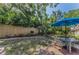 Well-maintained backyard featuring a patio table with an umbrella, a privacy fence and lush greenery for a peaceful retreat at 4252 Sheldon Pl # 4252, New Port Richey, FL 34652