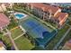 Aerial view of the complex with a tennis court at 10764 70Th Ave # 1205, Seminole, FL 33772