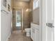 Modern bathroom with a glass-enclosed shower and contemporary vanity at 12546 Wildebeest Way, Spring Hill, FL 34610
