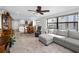 Spacious living room featuring an open floor plan, tiled floors, and ocean views at 1270 Gulf Blvd # 501, Clearwater Beach, FL 33767