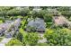 Aerial view of a landscaped house with a private pool surrounded by mature trees at 19708 Wellington Manor Blvd, Lutz, FL 33549