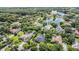 An aerial view capturing the neighborhood's lake, homes, and lush landscaping from above at 19708 Wellington Manor Blvd, Lutz, FL 33549