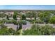 Aerial view of a community and a lake with lush greenery and a fountain at 3611 Pine Knot Dr, Valrico, FL 33596