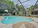 Beautiful kidney-shaped pool inside a screened enclosure for ultimate relaxation and privacy at 7609 Barry Rd, Tampa, FL 33615