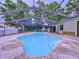 Backyard pool with screened enclosure, creating a private and relaxing outdoor space at 7609 Barry Rd, Tampa, FL 33615