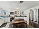 Bright kitchen features white cabinets, stainless appliances, island with breakfast bar, and decorative rug at 811 E Flora St, Tampa, FL 33604