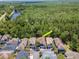 Aerial shot of homes backing to a greenbelt of trees, with a lake in the background at 10501 Dotham Ct, Tampa, FL 33626