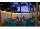 Backyard firepit surrounded by Adirondack chairs, creating a cozy ambiance for evening gatherings at 1698 Eden Ct, Clearwater, FL 33756