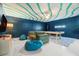 Finished basement game room with couches, pool table and wall art at 1698 Eden Ct, Clearwater, FL 33756