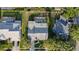 Aerial view of a property showcasing a pool, well-maintained yard, and surrounding neighborhood with mature trees at 2969 Talon Dr, Clearwater, FL 33761